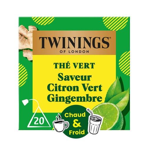 Twinings Thé Vert Saveur Citron Vert Gingembre 32g