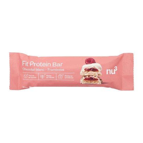 Nu3 FIT Barre protéinée chocolat blanc framboise 55g