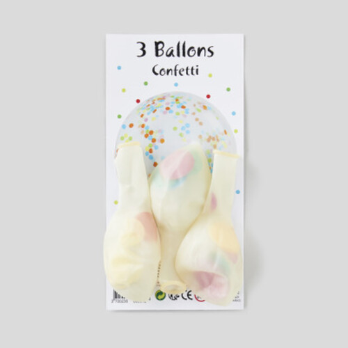 Les Cotillons D'Alsace 3 Ballons Confettis Multicolores