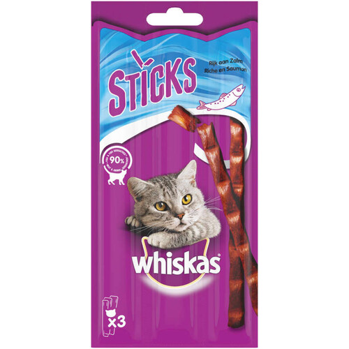 Whiskas Sticks Friandises Riches En Saumon Pour Chat 3X