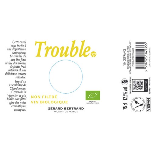 Gérard Bertrand Trouble vin biologique blanc 75cl
