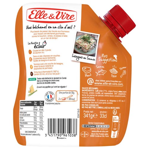 Elle & Vire Sauce béchamel au lait entier format poche 33cl