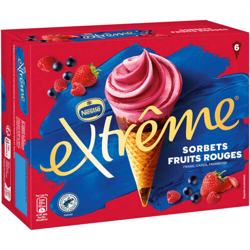 Nestlé Extrême Cônes glacés sorbets fruits rouges 426g