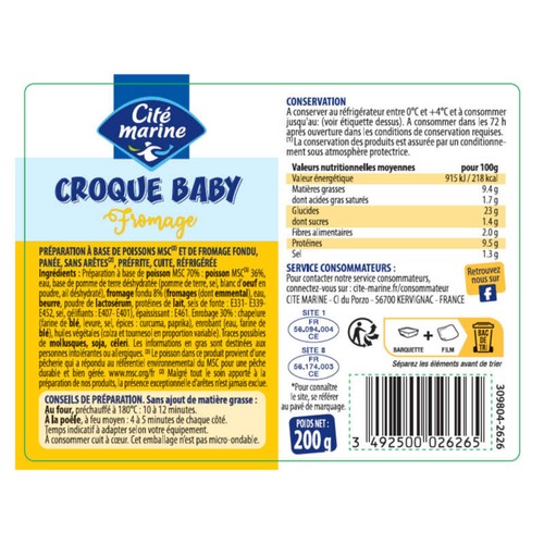 Cité Marine Croque Baby au Fromage 200g