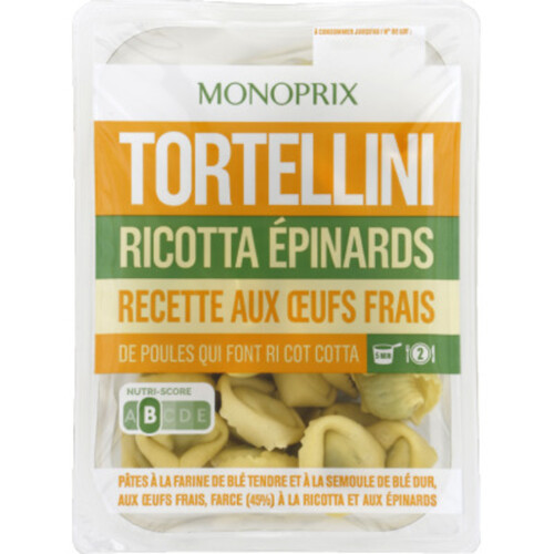 Monoprix tortellini ricotta épinards aux œufs frais 300g