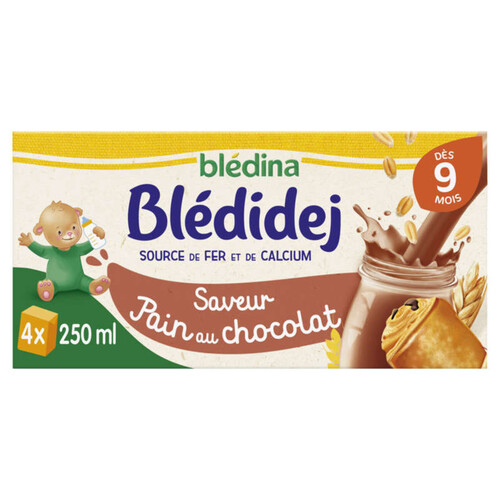 Bledidej Lait et Céréales Saveur Pain au Chocolat dès 9M 4x250ml