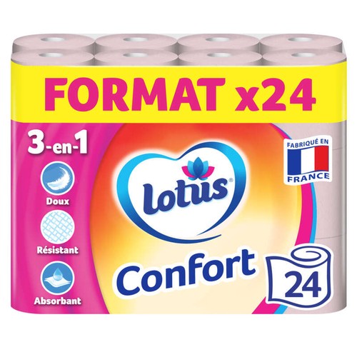 Lotus Papier Toilette Confort Rose x24 rouleaux