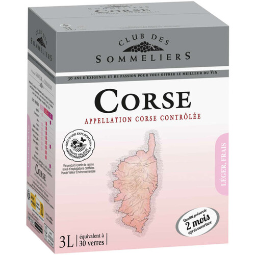 Club Des Sommeliers Corse Vin Rosé En Cubi 3L