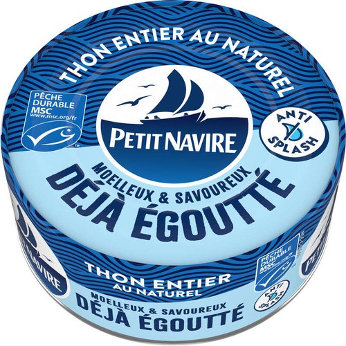 Petit Navire Thon entier au Naturel MSC Déjà Égoutté 120g