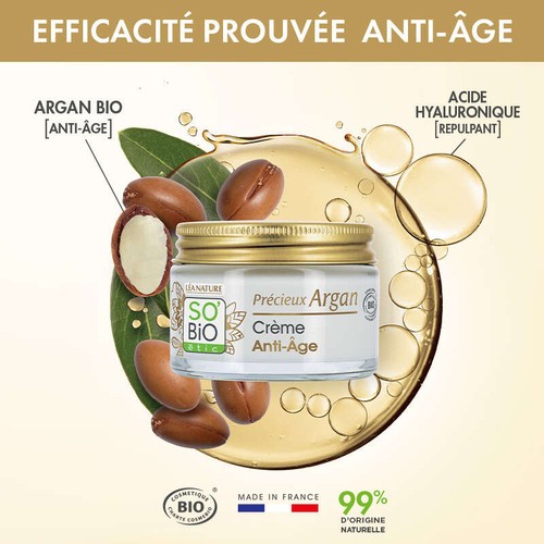 SO'BiO Étic Crème de jour Anti-âge à l'Huile d'Argan bio 50ml