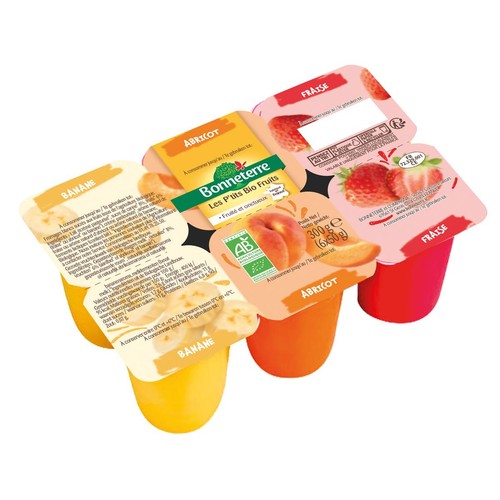 Bonneterre Yaourts Les P'tit Bio Fruits Banane Abricot Fraise *6 300g