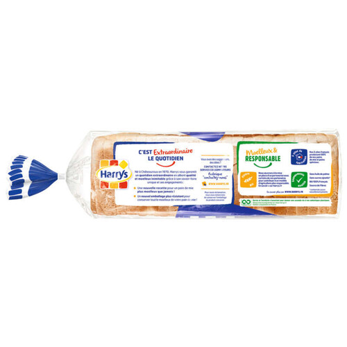 Harrys pain de mie extra moelleux nature sans sucres ajoutes sans additifs 500g