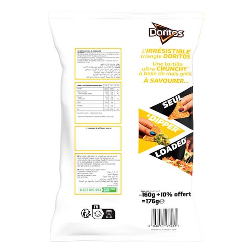 Doritos Chips Tortilla Goût Nature 160g +10% Offert