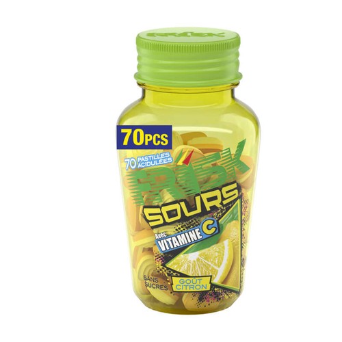 Frisk Sours Pastilles acidulées Vitamine C Sans sucres au citron x70 49g