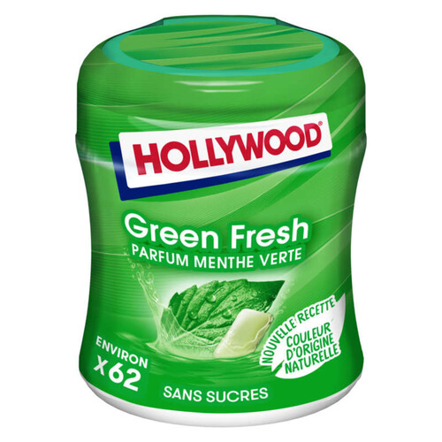 Hollywood Green Fresh Chewing-gum Menthe Verte sans sucres 87g