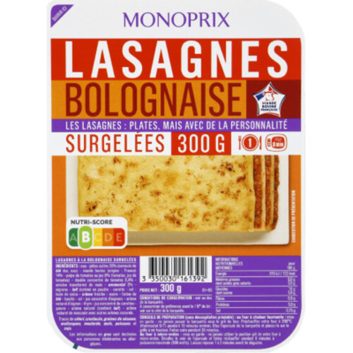 Monoprix Lasagnes Bolognaise, surgelées 300g