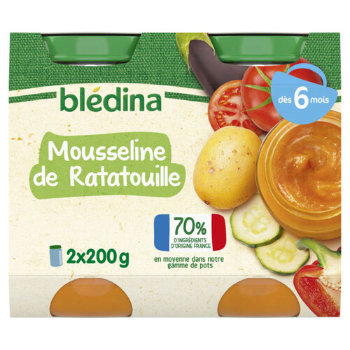 Blédina Pots Mousseline de Ratatouille dès 6 mois 2x200g
