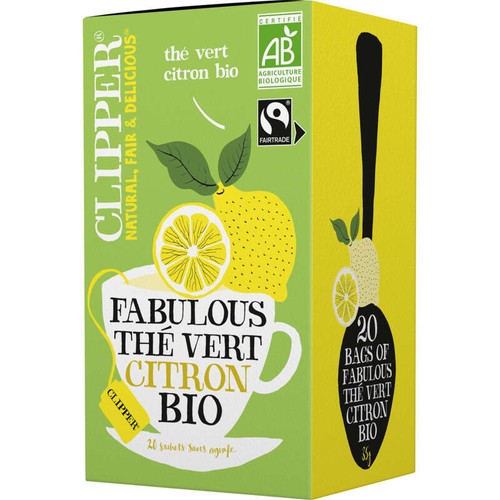 Clipper Fabulous Thé vert citron, Bio 35g