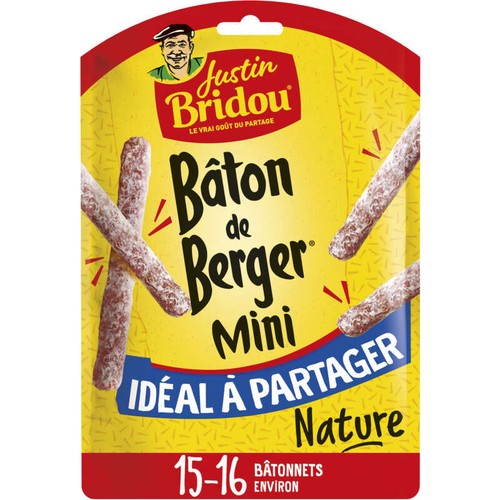 Justin Bridou Mini Bâton Saucisson Sec Nature Sachet x15 160g