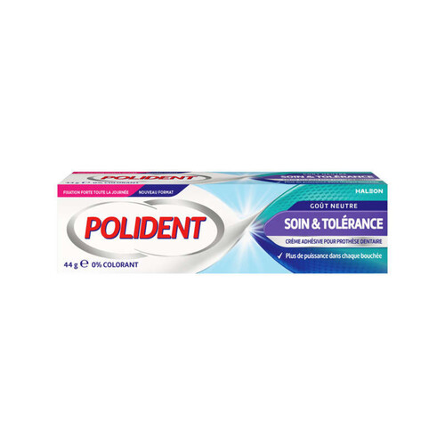 Polident Crème Fixative Soin & Tolérance 0% 44g