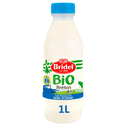 Bridel lait pasteurisé demi-écrémé bio 1L 