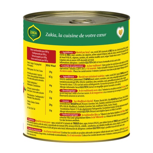 Zakia Ravioli au Bœuf Halal 800g