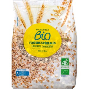 Monoprix Bio Flocons 5 céréales complètes 500g