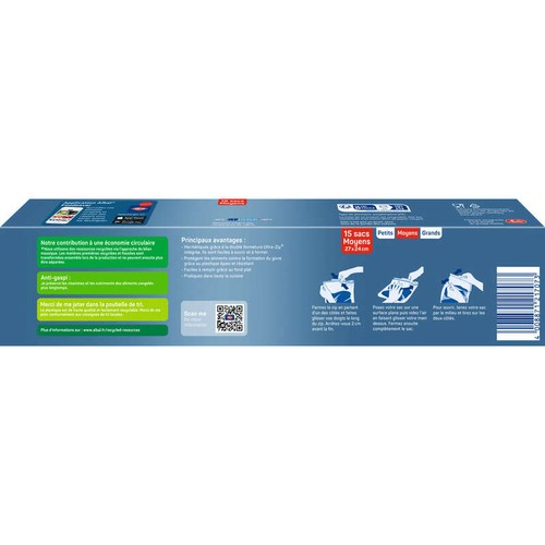 Albal Sacs Congélation Ultra Zip Fermeture Zip 15x3L