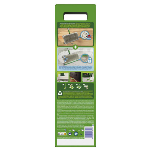 Swiffer Kit Complet Balai, 8 Lingettes Sèches + 3 Lingettes Humides