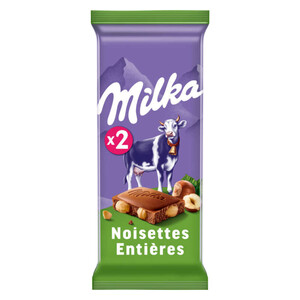 Milka Chocolat au Lait aux Noisettes Entières 2x100g.