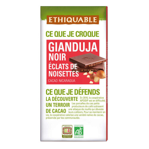 Ethiquable Gianduja Noir Eclats De Noisettes & Equitable Bio 100g