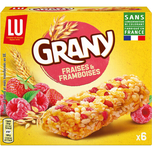 LU Grany Barres de céréales Fraises et Framboises 108g