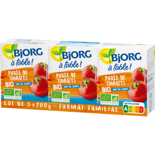 BJOR Purée de tomates Bio 3 x 200g