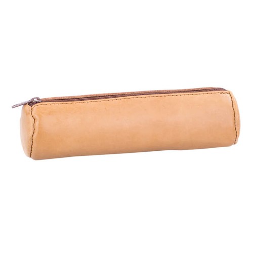 Oxford Fourre-Tout Rond 6x21cm Cuir Naturel Beige