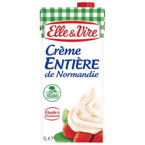 Elle & Vire Crème Entière de Normandie Fluide et Onctueuse 1l