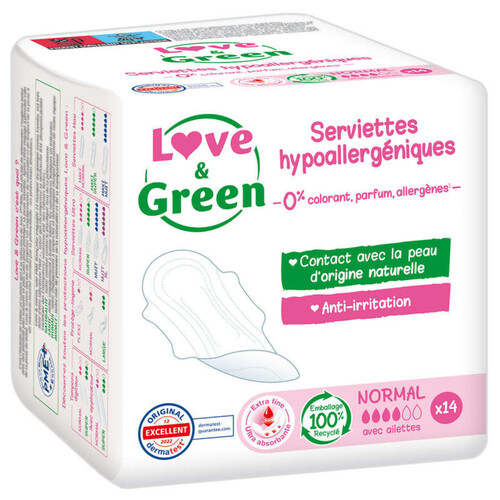 [Para] Love and Green Serviettes Hypoallergéniques Normal X14