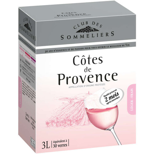 Club Des Sommeliers Côtes de Provence - Alc 12%vol. - Vin rosé - 3l