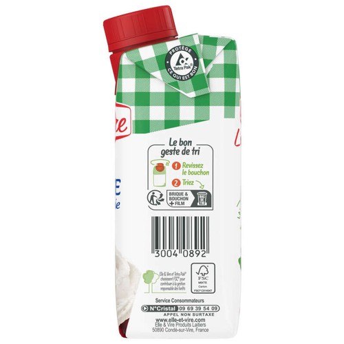Elle & Vire Crème Fraîche Fluide Et Entière, Stérilisée Uht 25cl