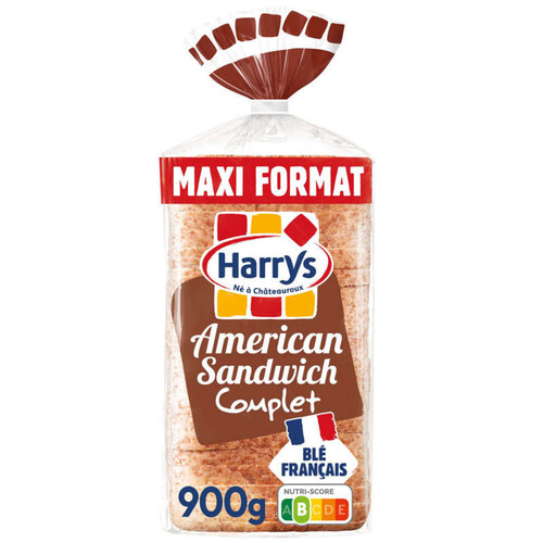 Harrys pain de mie american sandwich complet maxi sans additifs 900g