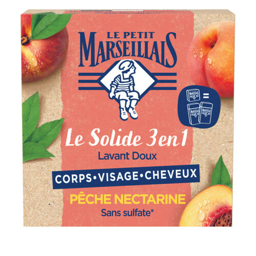 Le Petit Marseillais Le Solide 3en1 Lavant Doux Pêche Nectarine 80g