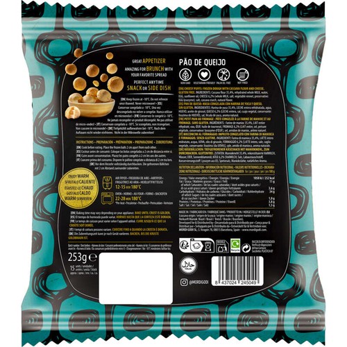 Mordi Godi Pão de queijo Snacking brésilien à la farine de manioc et au fromage 253g