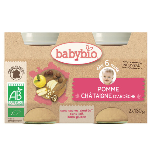 [Par Naturalia]  Babybio Dessert Pomme d'Aquitaine Châtaigne d'Ardèche Dès 6 mois 2x130g