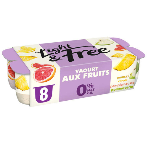 Light & Free Yaourt Aux Fruits Allégé 0% 8X125G