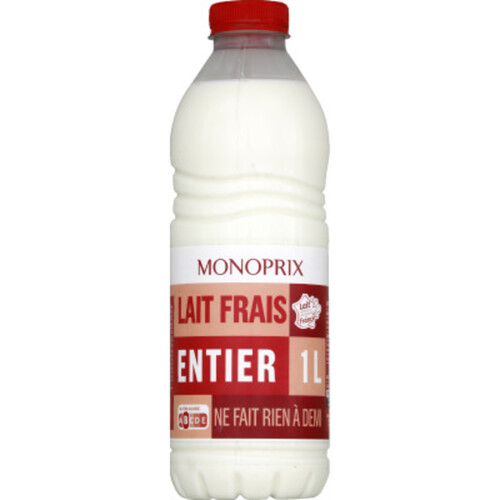 Monoprix lait frais entier 1l