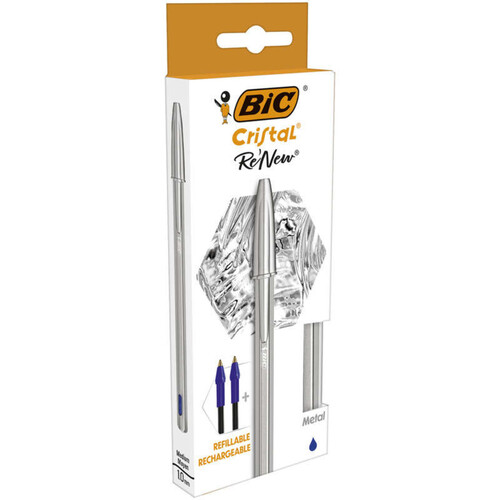 Bic Cristal +2 Recherche Bleu Pointe Moyenne 1Mm