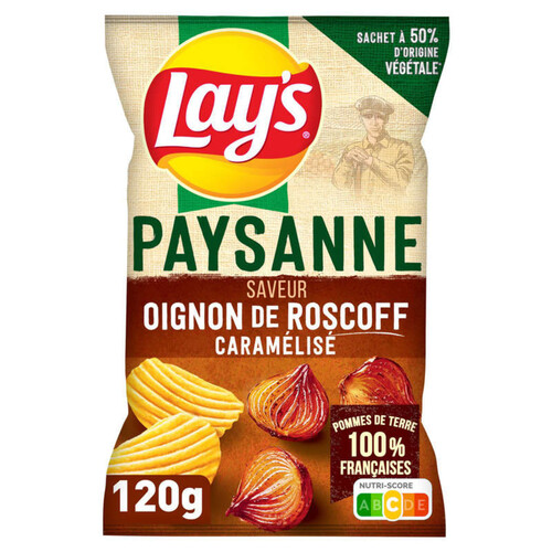 Lay's - Chips paysanne saveur oignons de Roscoff caramélisés - Le sachet de 120g