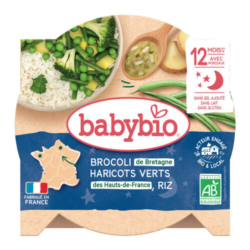 [Par Naturalia] Babybio Assiette Légumes Verts et Riz 12M 230g Bio