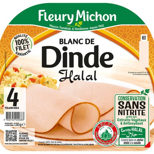 Fleury Michon Blanc de Dinde Halal  x4 Tranches 130g
