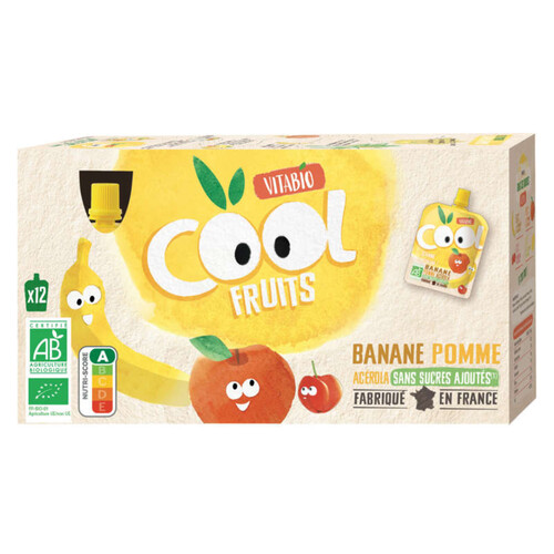 [Par Naturalia Vitabio Cool Fruit Banane Pommes Acérola Sans Sucres Ajoutés 12x90g
