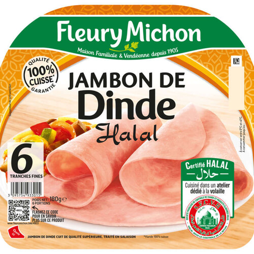 Fleury Michon Jambon De Dinde Halal Tranches Fines X6